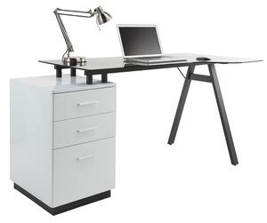 Carlton Smoked Glass Laptop Desk With 3 Drawers In White