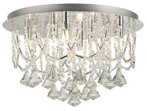 Attractive Six Light Ceiling Flush In Chrome With Clear Crystal