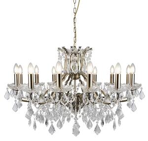 Antique Brass Chandelier In Clear Crystal Drops And Trim