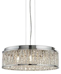 Elise Chrome Ceiling Flush pendant In Clear Crystal Drops