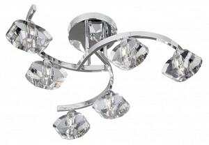 Sculptured Ice Chrome Six Celing Curved Semi Flush Light