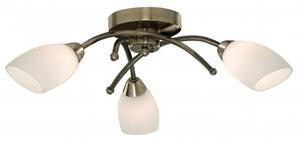 Opera Opal Glass Shades Three Celing Light In Antique Brass