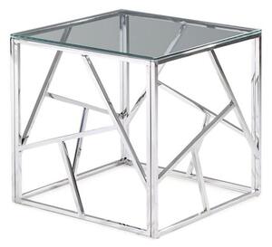 Keele Clear Glass Squre Side Table In Chrome Frame