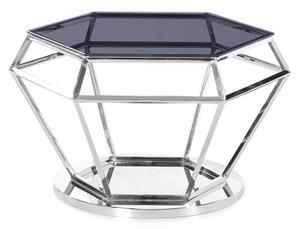 Albury Glass Coffee Table In Smoke With Polished Steel Frame