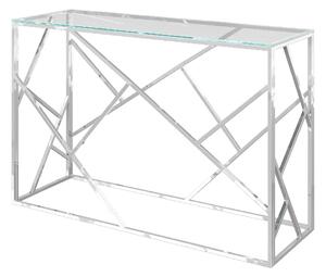 Keele Clear Glass Rectangular Console Table In Chrome Frame