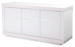 Martley High Gloss Sideboard With 3 Doors In White And LED