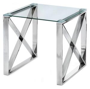 Margate Clear Glass Square Side Table With Chrome Frame