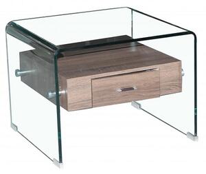 Afya Glass Lamp Table With 1 Drawer In Clear