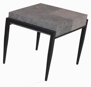 Nevis End Table In Light Dark Concrete With Metal Legs