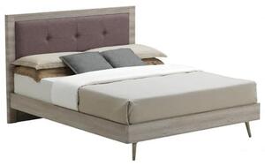 Batya Wooden Double Bed In Grey Oak Effect And Mocca Fabric