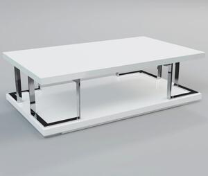 Caoimhe White High Gloss Coffee Table With Stainless Frame