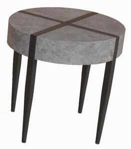 Renzo Round End Table In Dark Concrete With Metal Legs