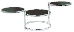 Moon Swivel Coffee Table In Black Glass With Chrome Frame