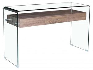 Afya Glass Console Table With 1 Drawer In Clear