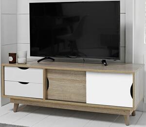 Scandia Wooden TV Stand In Oak And White