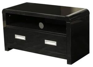 Norset Modern TV Stand Rectangular In Black Gloss With 1 Drawer