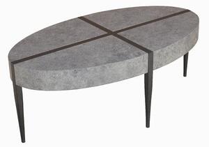 Renzo Oval Coffee Table In Dark Concrete With Metal Legs