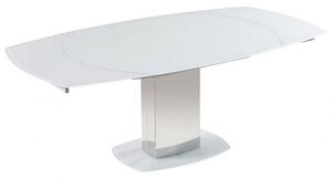 Oakmere White Glass Extending Dining Table With Steel Base