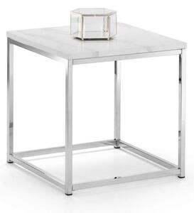 Sable Gloss White Marble Effect Lamp Table With Steel Frame