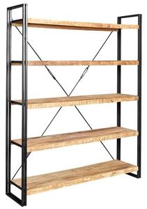 Clio Wide Bookcase In Reclaimed Wood And Metal Frame