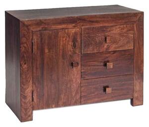 Tivat Mango Wood Sideboard 1 Door 3 Drawers In Dark Mahogany