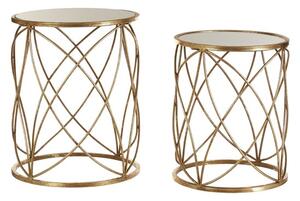 Hannah Glass Set Of 2 Side Tables With Sparkle Champagne Frame