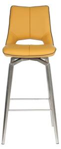 Mosul Leather Bar Chairs With Steel Legs In Yellow