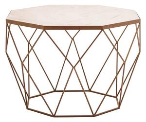 Shalom Octagonal White Marble Top Coffee Table With Gold Frame