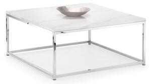 Sable Gloss White Marble Effect Coffee Table And Steel Frame