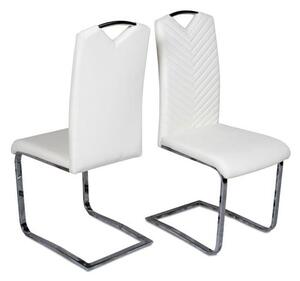 Marconi Cantilever Dining Chair In White Faux Leather In A Pair