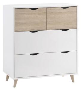 Selkirk Wooden Chest Of 4 Drawers In Matt White And Oak