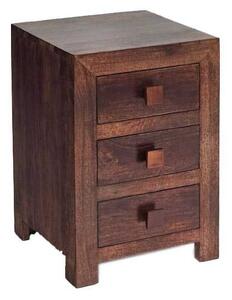 Tivat Mango Wood Bedside Cabinet 3 Drawers In Dark Mahogany