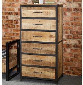 Clio Chest Of Drawers Tall In Reclaimed Wood And Metal Frame