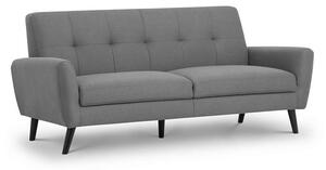 Macia Fabric 3 Seater Sofa In Mid Grey Linen With Wooden Legs