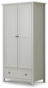 Madge Wooden Wardrobe In Dove Grey Lacquer With 2 Doors