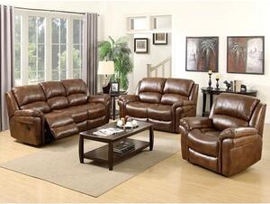 Claton Recliner Sofa Suite In Tan Faux Leather