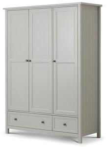 Madge Wardrobe Wide In Dove Grey Lacquer With 3 Doors