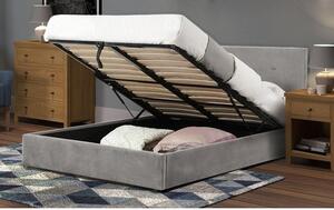 Safara Fabric Storage King Size Bed In Slate Grey Velvet