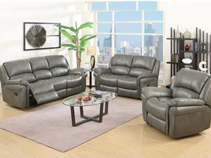 Claton Recliner Sofa Suite In Grey Faux Leather