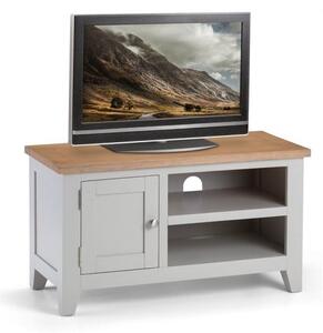 Raisie Wooden TV Stand In Oak Top And Grey With 1 Door