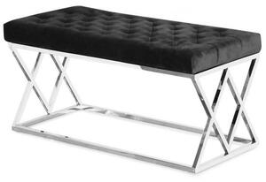 Admaston Plush Velvet Dining Bench In Black And Steel Frame