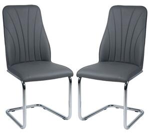 Irma Dining Chairs In Grey Faux Leather In A Pair