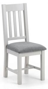 Raisie Wooden Dining Chair In Taupe Linen With Grey Lacquer