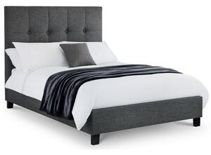 Sadzi Linen Fabric Double Bed In Slate Grey