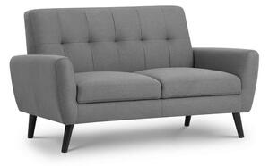 Macia Fabric 2 Seater Sofa In Mid Grey Linen With Wooden Legs