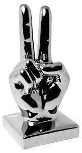 Wendy Modern Victory Sign Ceramic Hand Sculpture In Silver