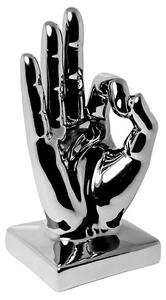 Wendy Modern Hand OK Sign Ceramic Sculpture In Silver