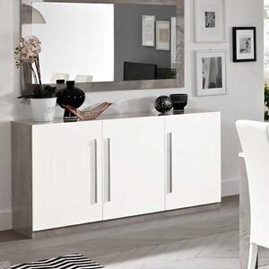 Breta High Gloss Sideboard 3 Doors In White And Grey