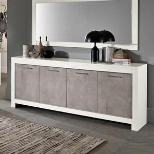 Lorenz Large Sideboard In Marble Effect And White High Gloss