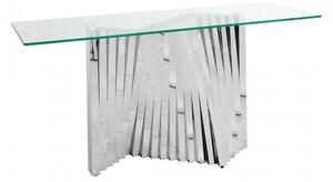 Venezia Glass Console Table In Clear With Stainless Steel Base